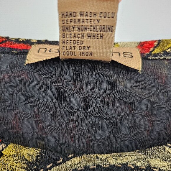 Notations Textured Top 2X Black Red Yellow 3/4 Sleeve Earthy Artsy Stretch Fall - Picture 8 of 9